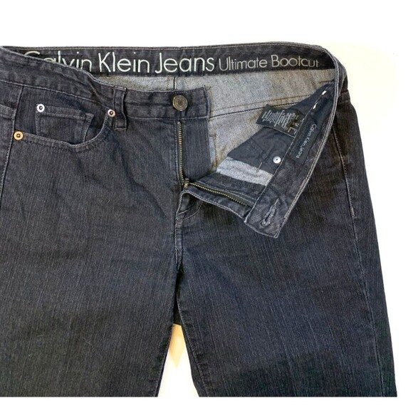 Calvin Klein Jeans Womens 8 Mid Rise Bootcut Black Flared Stretch Denim - Picture 2 of 7